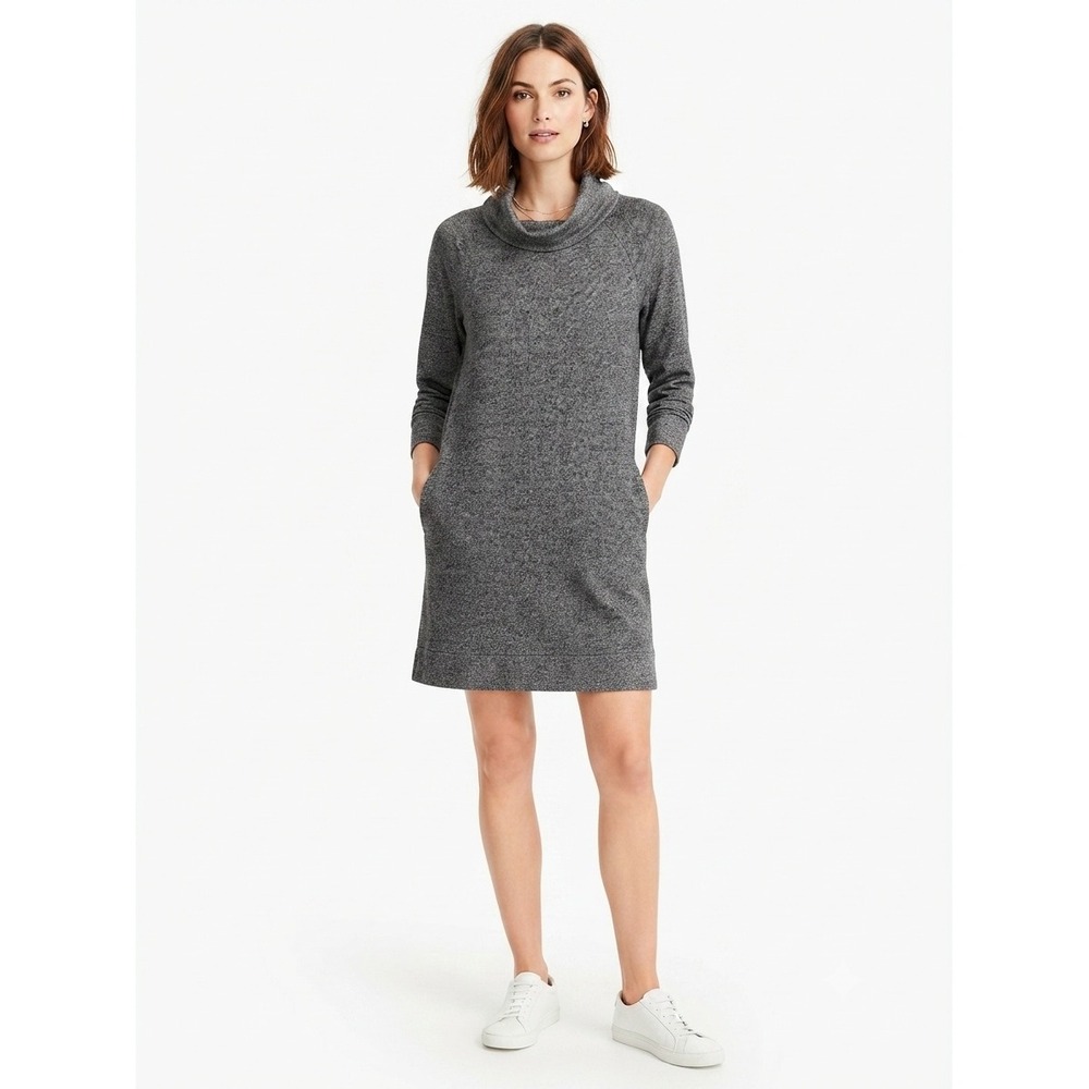 J. Crew Cowlneck Sweatshirt Dress Raglan‎ Sleeve Pockets Heather Grey Medium
